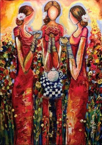 Shazly Khan, Festivities and our cup of tea! Always, 24 x 36 Inch, Acrylic on Canva, Figurative Painting, AC-SZK-045